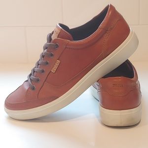 Ecco Cognac Leather Sneakers